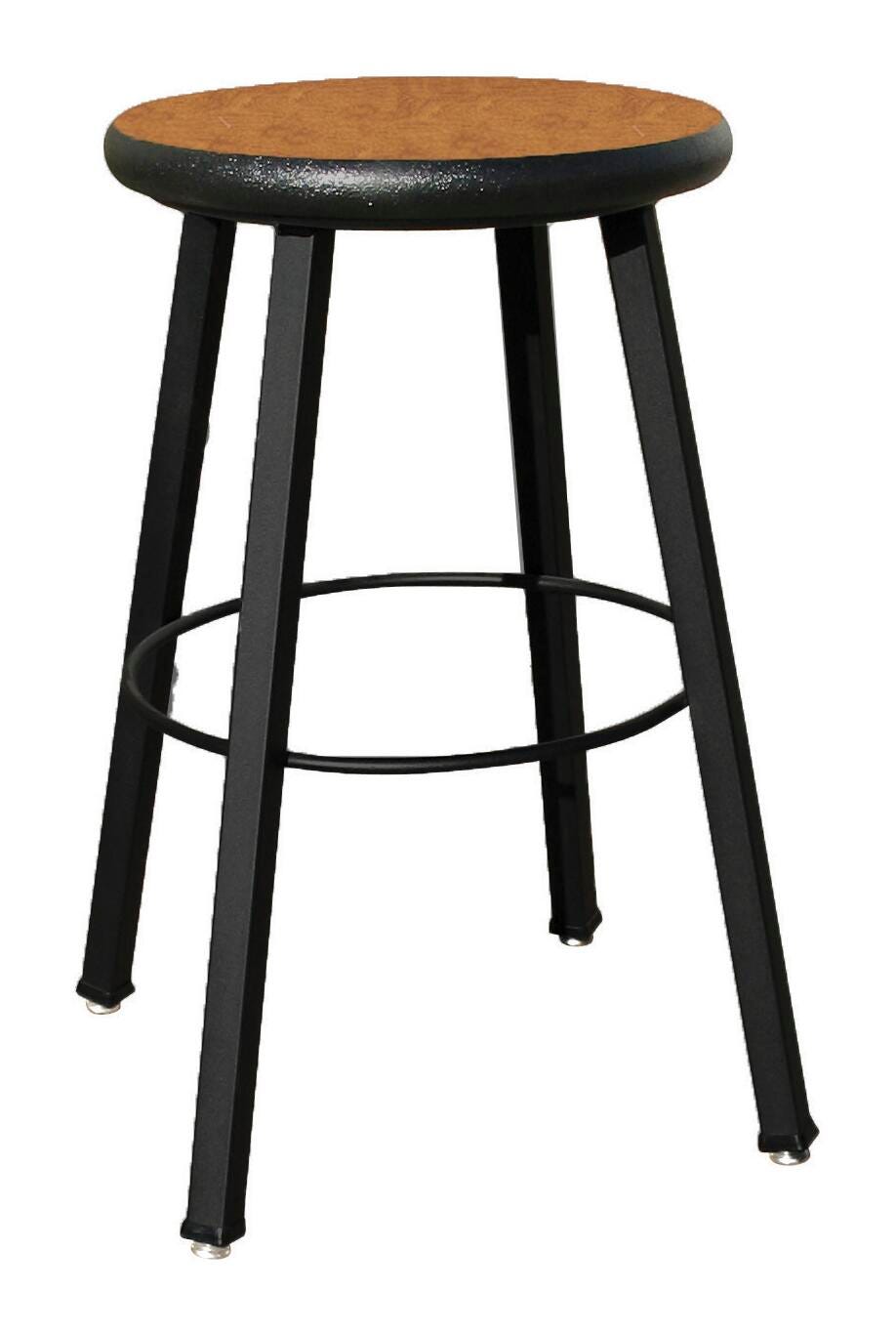 STOOL - WB FULLY WELDED SQUARE TUBE 4 LEG - 24 IN FIXED HEIGHT - HARDWOOD SEAT - BLACK FRAME COLOR