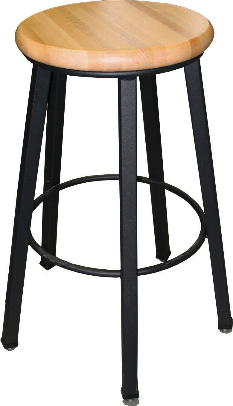 STOOL - WB FULLY WELDED SQUARE TUBE 5 LEG - 18 IN FIXED HEIGHT - HARDWOOD SEAT - BLACK FRAME COLOR