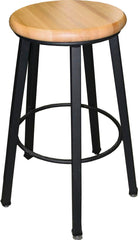 STOOL - WB FULLY WELDED SQUARE TUBE 5 LEG - 18 IN FIXED HEIGHT - HARDWOOD SEAT - BLACK FRAME COLOR