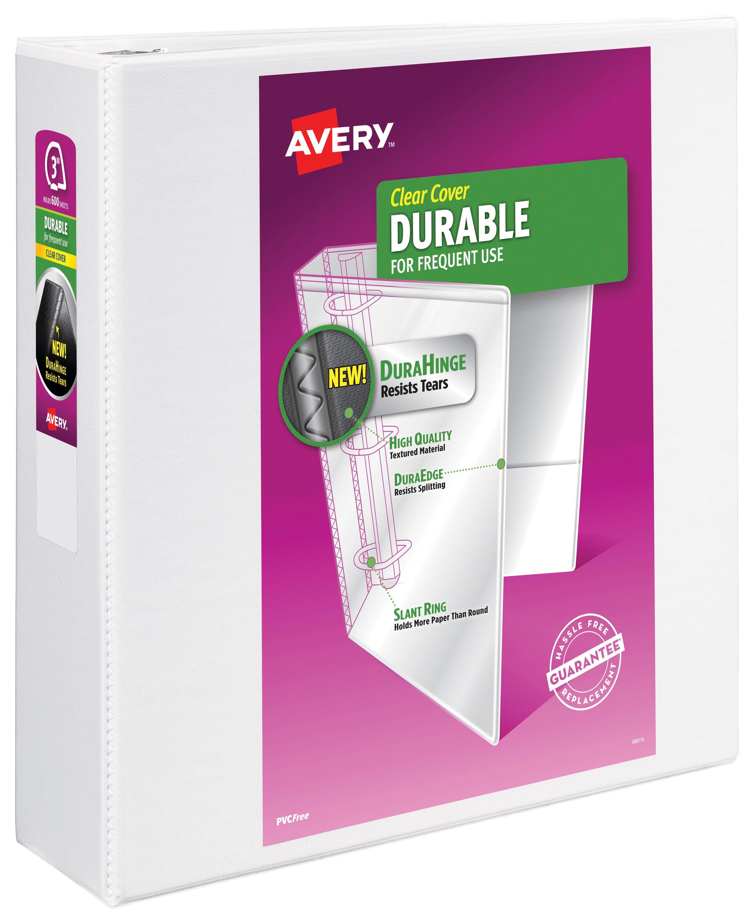 BINDER VIEW AVERY 3 IN SLANT RING WHITE AVE17042