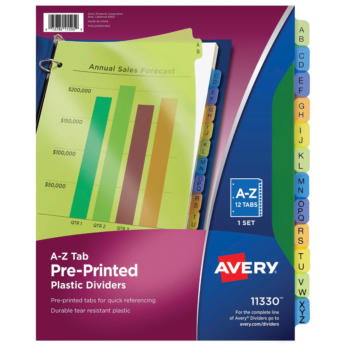 DIVIDER PREPRINTED 12 TAB A-Z AVE11330
