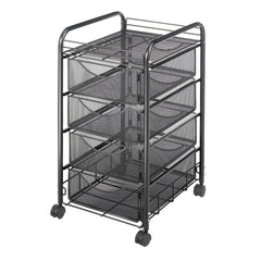 FILE CART ONYX MESH W/4 DWR 4 SWIVEL CASTER/2 LOCK 15 3/4WX17DX27H BLACK