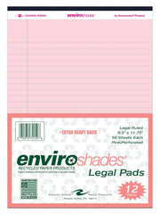PAPER LEGAL PAD 8.5X11.75 PINK 50 SHEETS PK OF 12