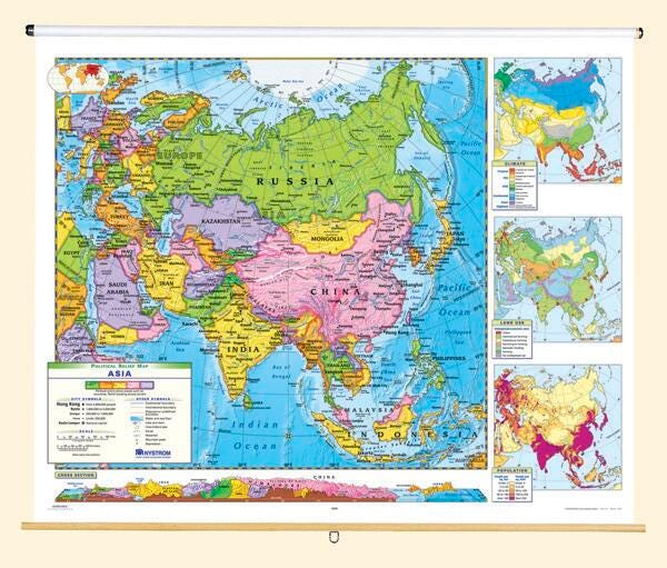 MAP NYSTROM POLITICAL RELIEF ASIA MAP