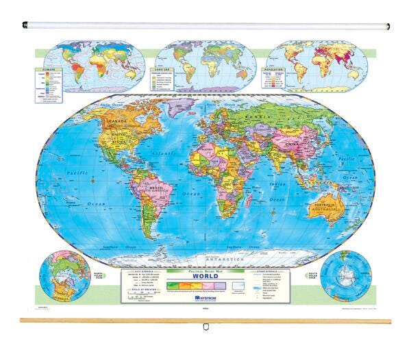 MAP NYSTROM POLITICAL RELIEF WORLD MAP