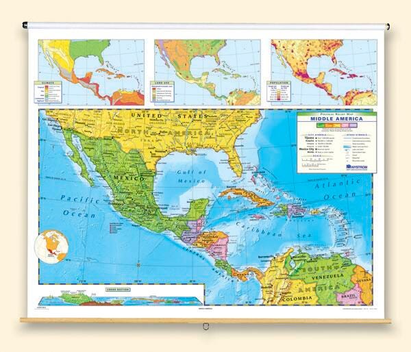 MAP NYSTROM POLITICAL RELIEF MIDDLE AMERICA MAP