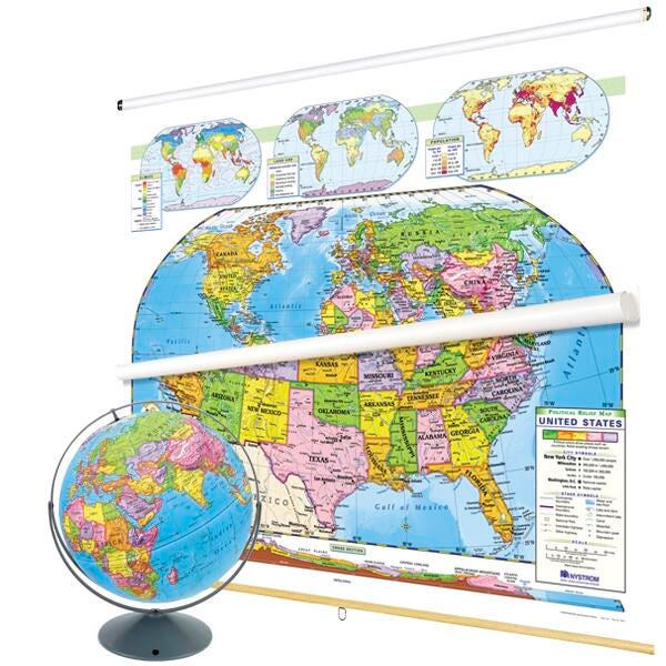 MAP NYSTROM POLITICAL RELIEF CLASS PACK US/WORLD COMBO AND 16IN GLOBE