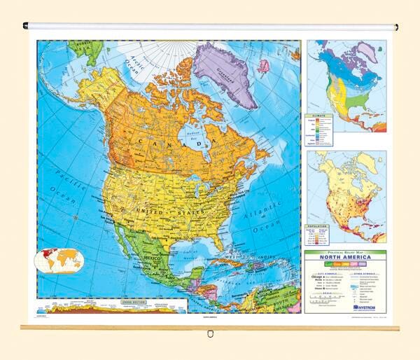 MAP NYSTROM POLITICAL RELIEF NORTH AMERICA MAP