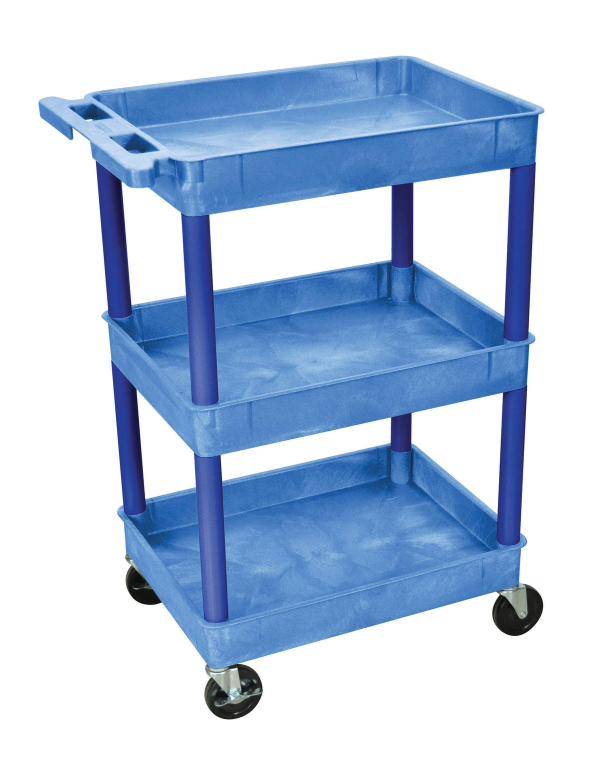 CART 3-SHELF 39.25HX24WX18D PLASTIC UTILITY TUB CART BLUE