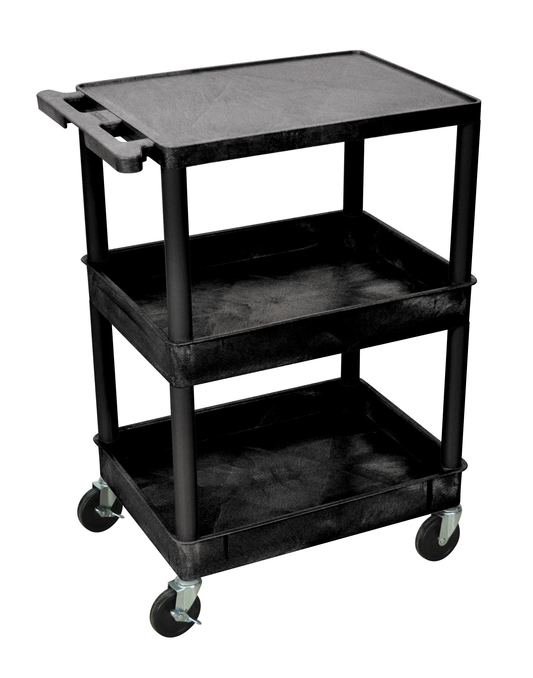 CART 3-SHELF 24 X 18 X 36-1/2 PLASTIC UTILITY TUB CART BLACK
