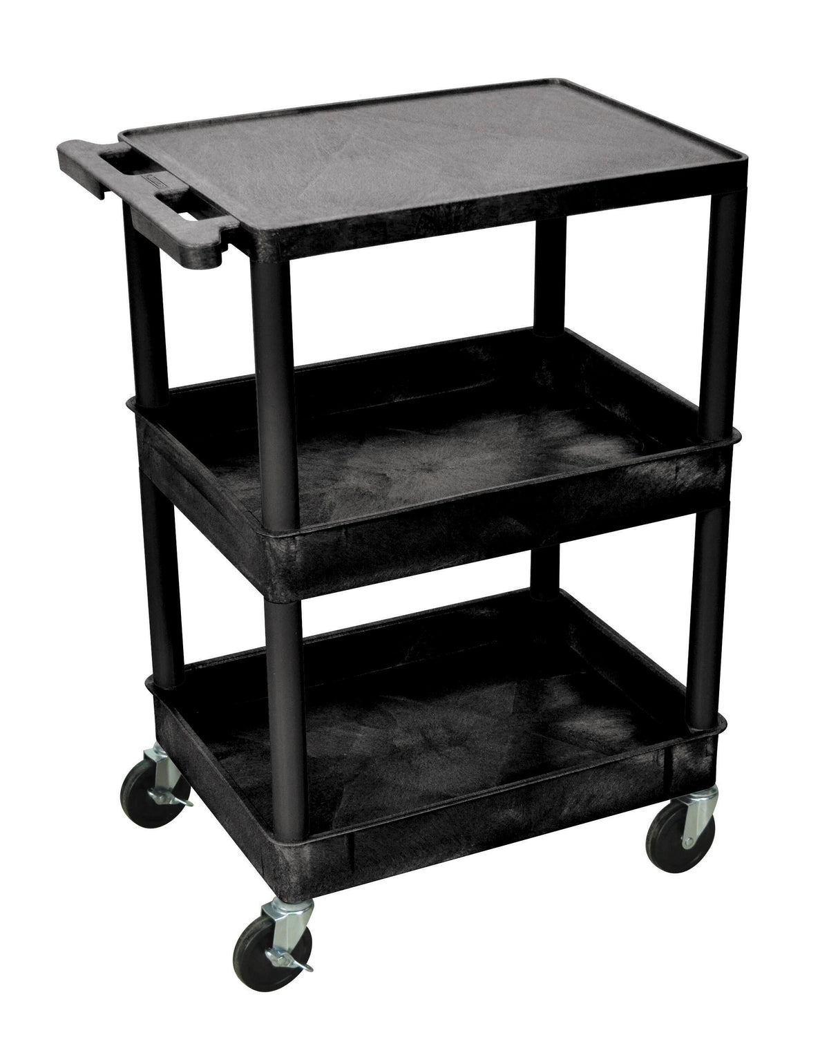CART 3-SHELF 24 X 18 X 36-1/2 PLASTIC UTILITY TUB CART BLACK