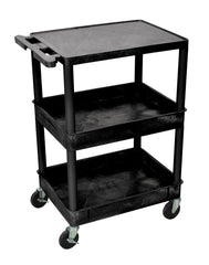 CART 3-SHELF 24 X 18 X 36-1/2 PLASTIC UTILITY TUB CART BLACK