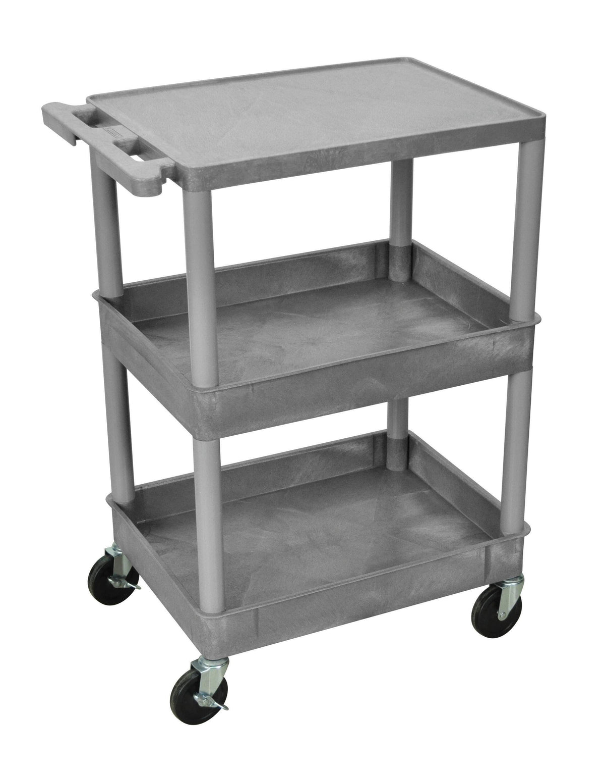 CART 3-SHELF 24 X 18 X 36-1/2 PLASTIC UTILITY TUB CART GRAY