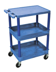 CART 3-SHELF 36.5HX24WX18D PLASTIC UTILITY TUB CART BLUE