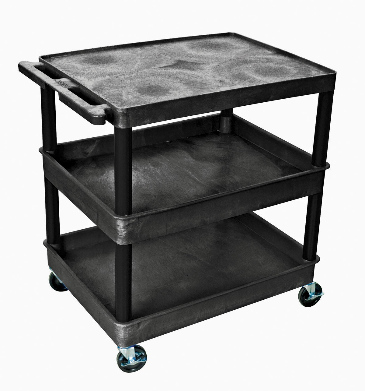 CART 3-SHELF 32X24X35-1/4 PLASTIC UTILITY TUB CART BLACK