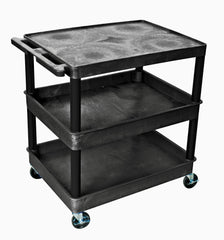 CART 3-SHELF 32X24X35-1/4 PLASTIC UTILITY TUB CART BLACK