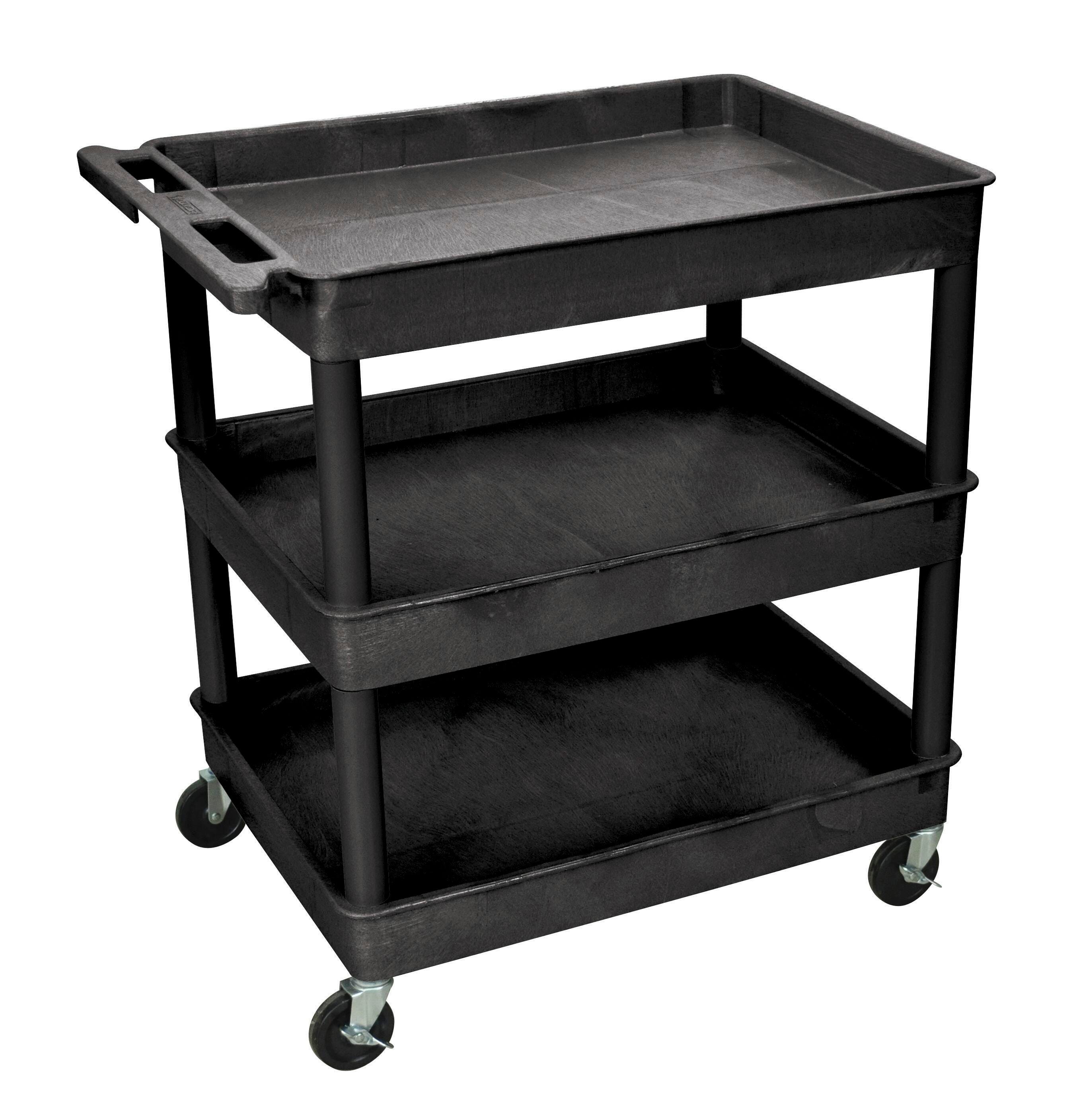 CART 3-SHELF 38-1/4HX32WX24D PLASTIC UTILITY TUB CART BLACK