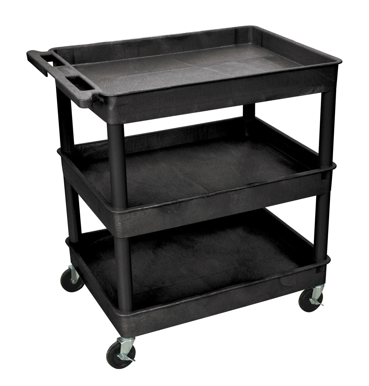 CART 3-SHELF 38-1/4HX32WX24D PLASTIC UTILITY TUB CART BLACK