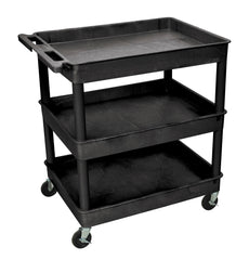 CART 3-SHELF 38-1/4HX32WX24D PLASTIC UTILITY TUB CART BLACK
