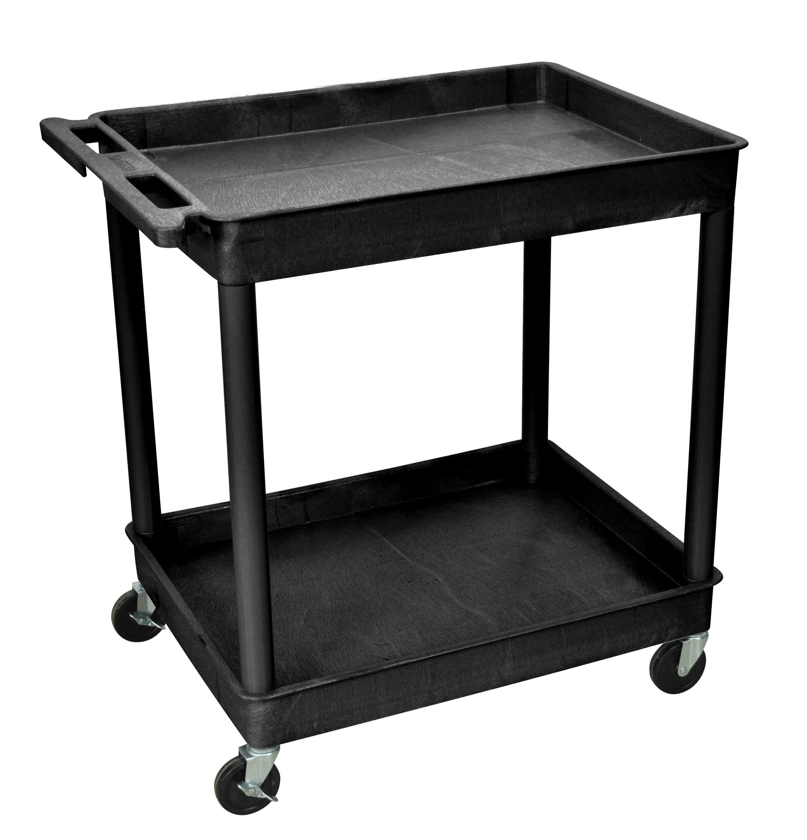 CART 2-SHELF 37.5HX32WX24D PLASTIC UTILITY TUB CART BLACK