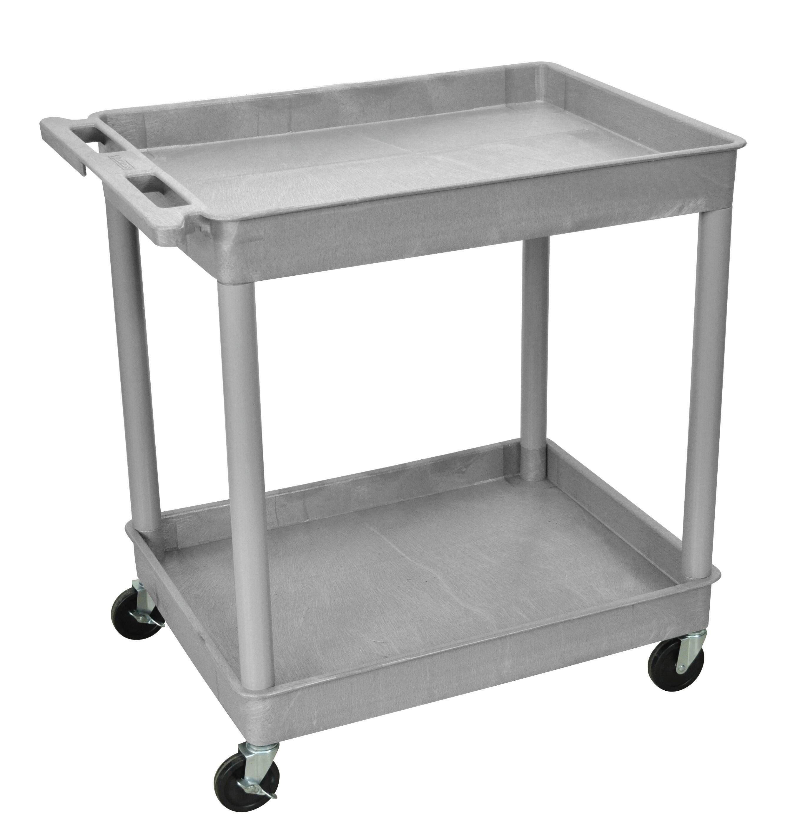 CART 2-SHELF 37.5HX32WX24D PLASTIC UTILITY TUB CART GRAY