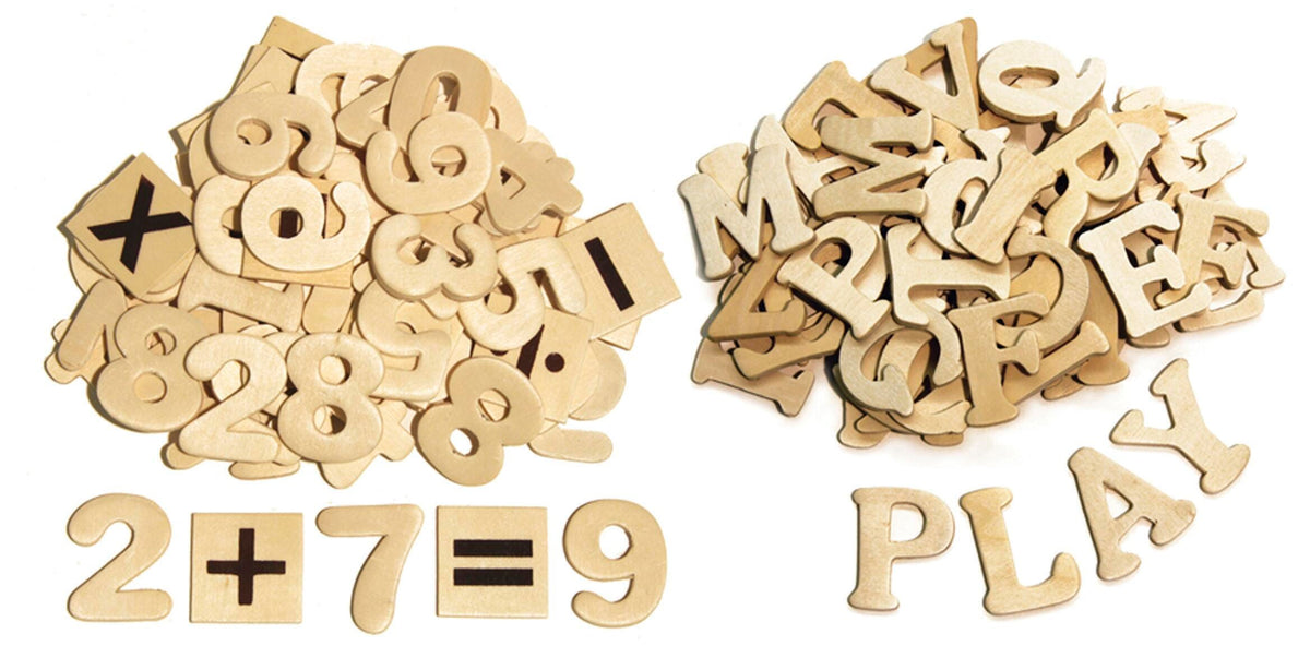 WOOD LETTERS AND NUMBERS SET OF 200