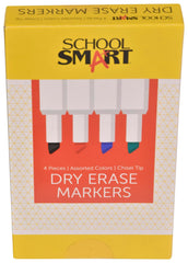 MARKER DRY ERASE CHISEL SCHOOL SMART ASST SET OF 4