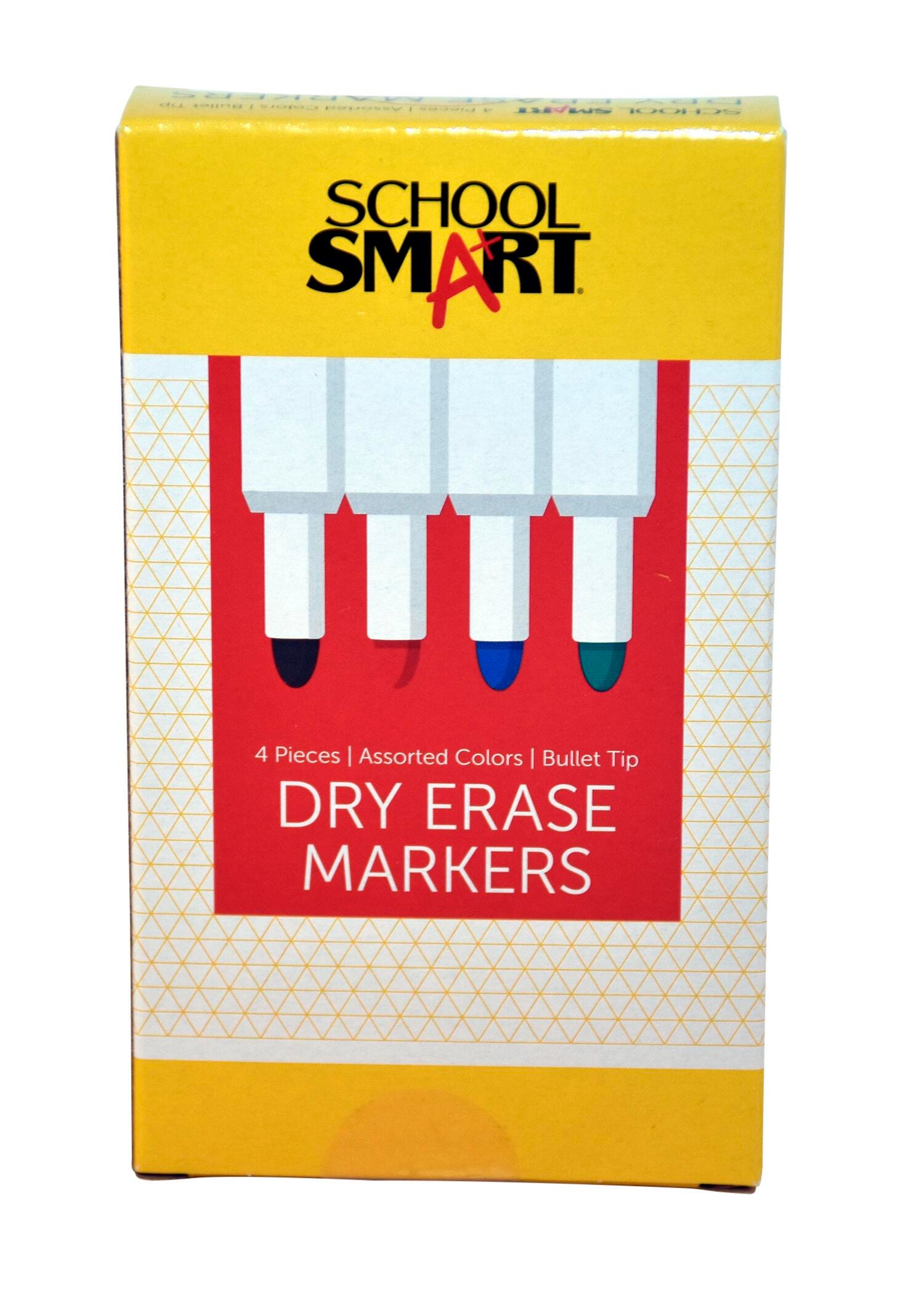 MARKER DRY ERASE BULLET SCHOOL SMART ASST SET OF 4