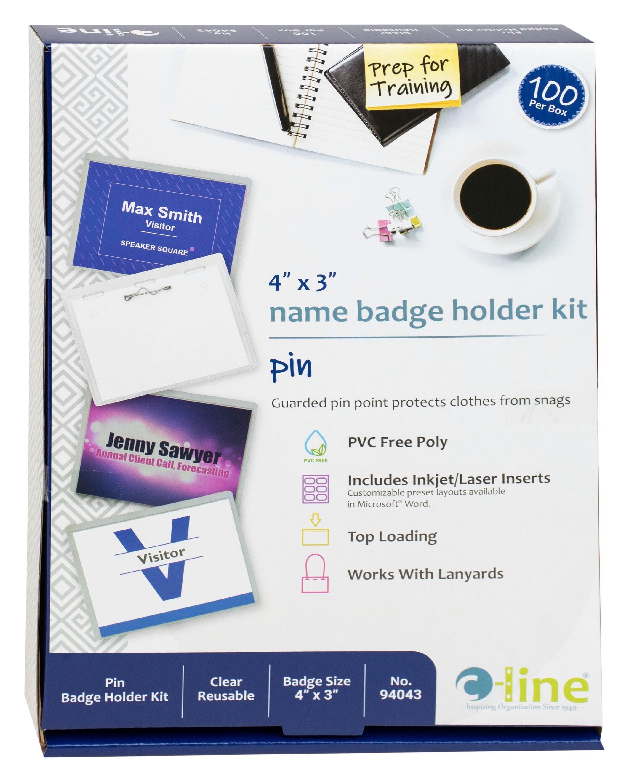 BADGE KIT PIN FOLDED WITH INSERTS 4 X 3 PACK OF 100