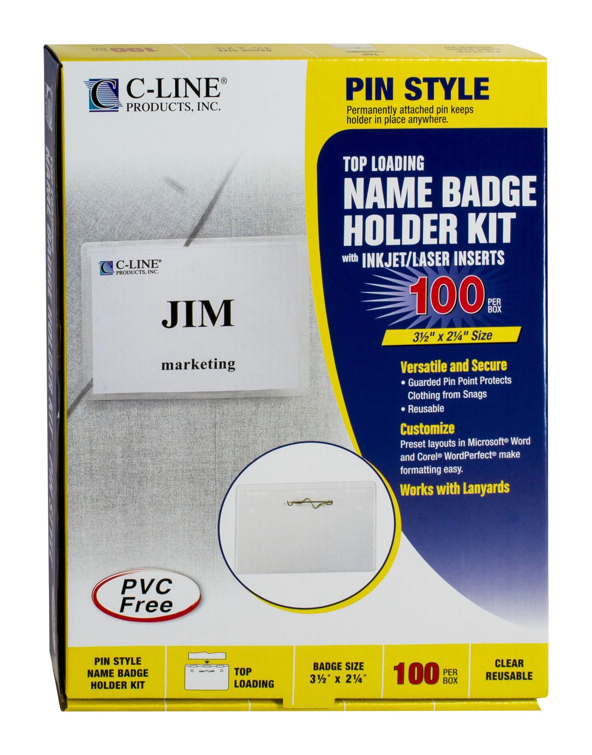 BADGE KIT PIN FOLDED WITH INSERTS 3-1/2 X 2-1/4 PACK OF 100