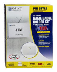 BADGE KIT PIN FOLDED WITH INSERTS 3-1/2 X 2-1/4 PACK OF 100