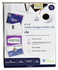 BADGE KIT CLIP SEALED WITH INSERTS 4 X3 PACK OF 96