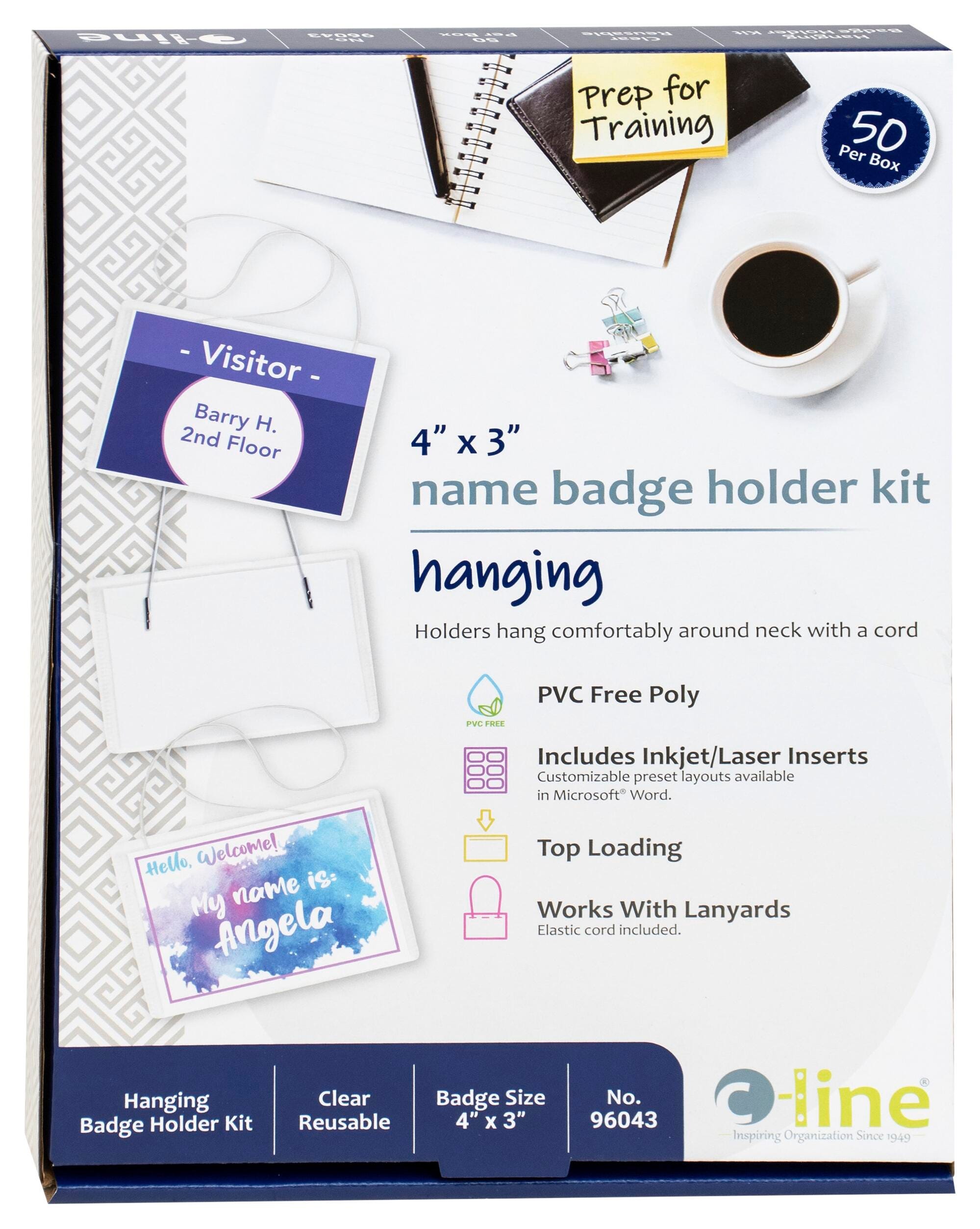 BADGE KIT HANGING WITH WHITE ELASTIC CORD 3 X 4 PACK OF 50