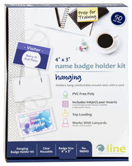 BADGE KIT HANGING WITH WHITE ELASTIC CORD 3 X 4 PACK OF 50