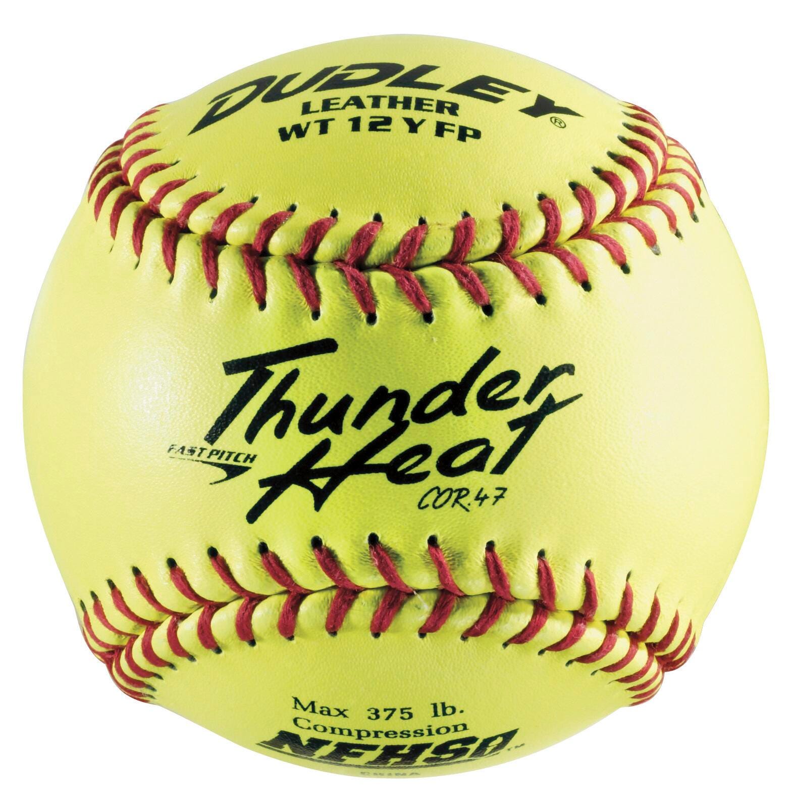 SOFTBALL DUDLEY NFHS THUNDER HEAT FAST PITCH LEATHER 12 INCH .47/375 POUND