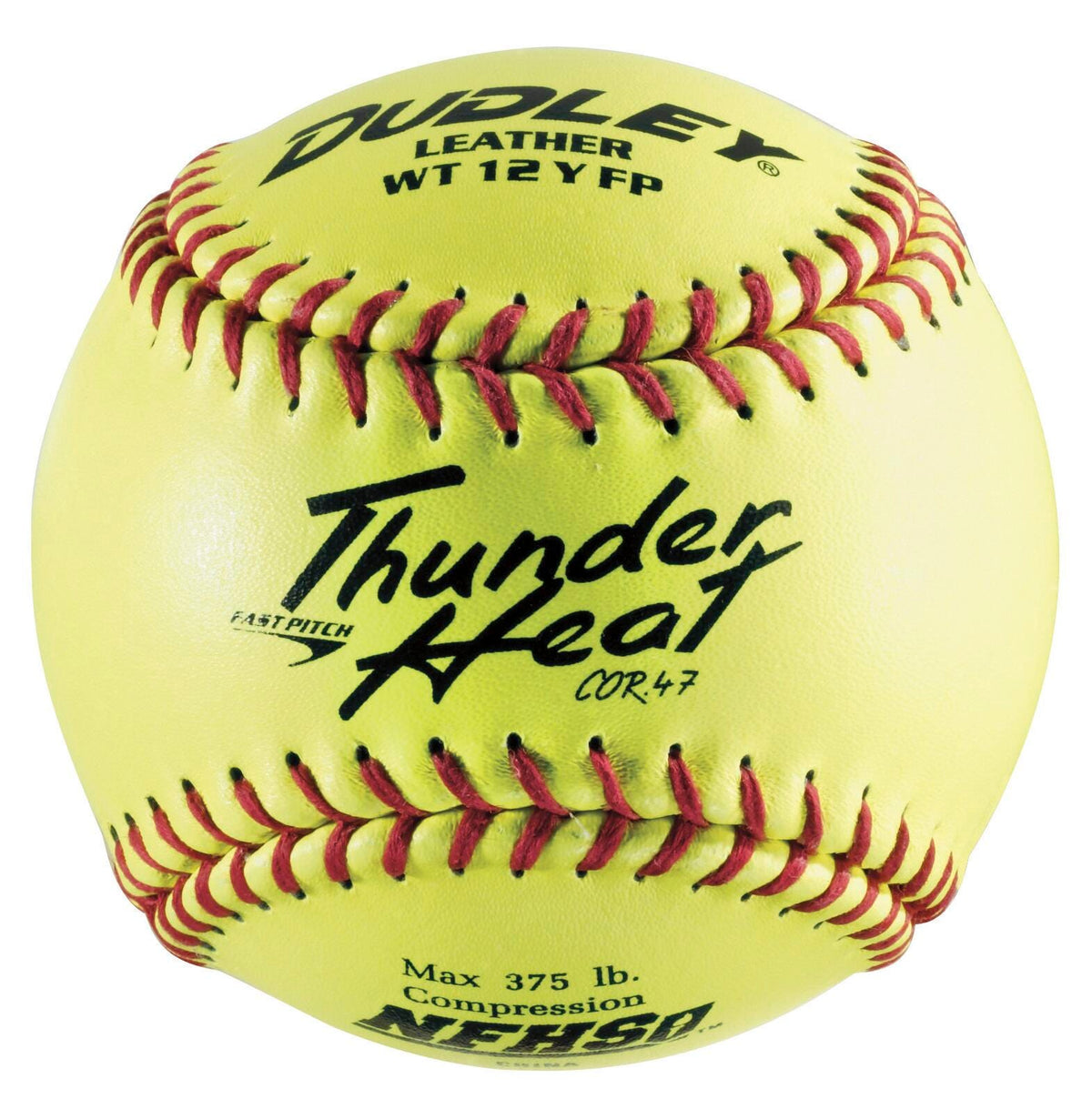 SOFTBALL DUDLEY NFHS THUNDER HEAT FAST PITCH LEATHER 12 INCH .47/375 POUND