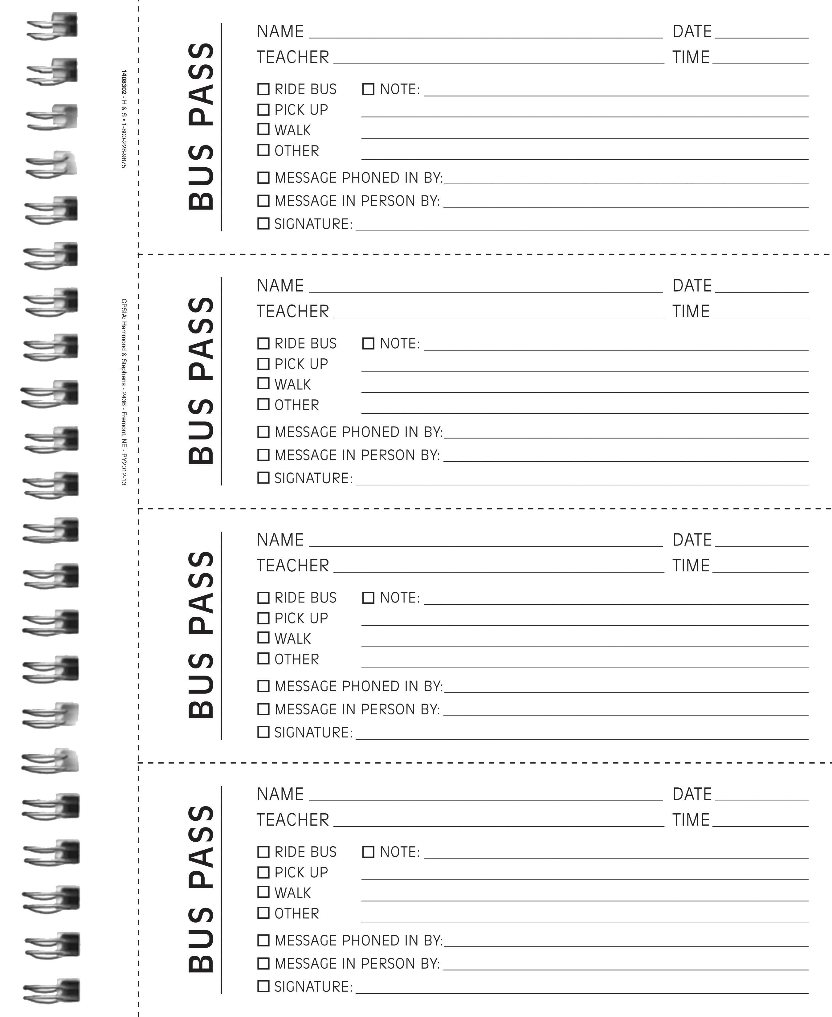 BOOK COMMUNICATION BUS PASS HS 1408302 PACK OF 200