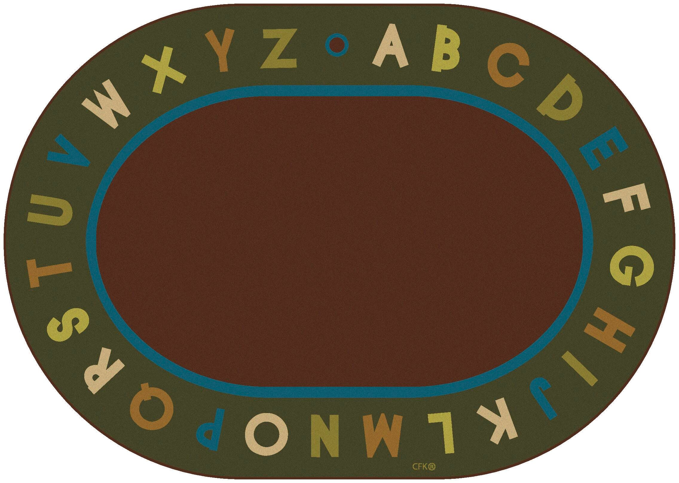 CARPETS FOR KIDS - PREMIUM ALPHABET CIRCLETIME - 6 FT X 9 FT OVAL - NATURE