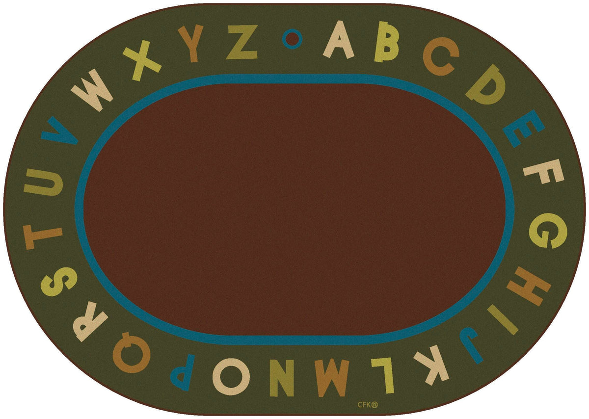 CARPETS FOR KIDS - PREMIUM ALPHABET CIRCLETIME - 6 FT X 9 FT OVAL - NATURE