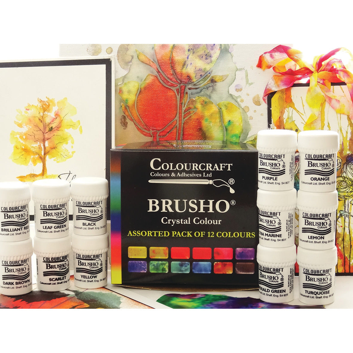 Ink Powders Brusho W/Colour Pk12