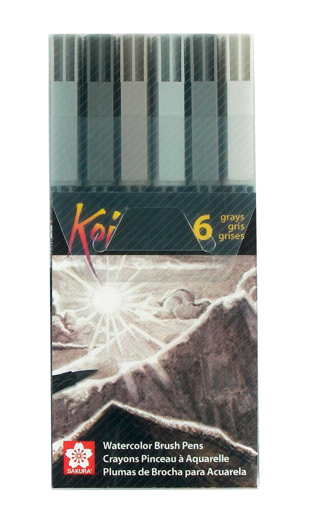 BRUSH MARKERS WTRCLR SAKURA KOI ASST GRAY SET OF 6