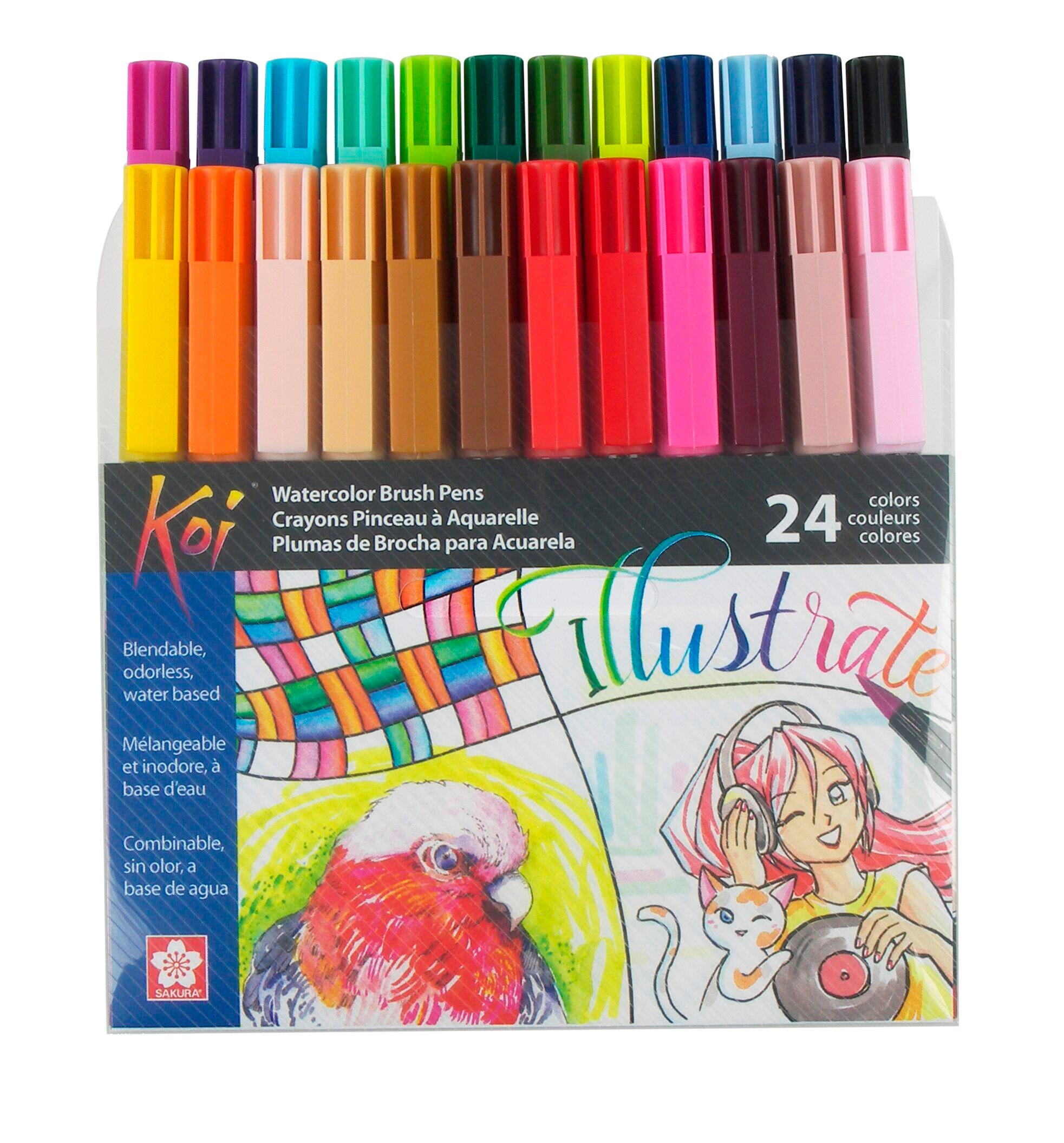 BRUSH MARKERS WTRCLR SAKURA KOI ASST COLORS SET OF 24