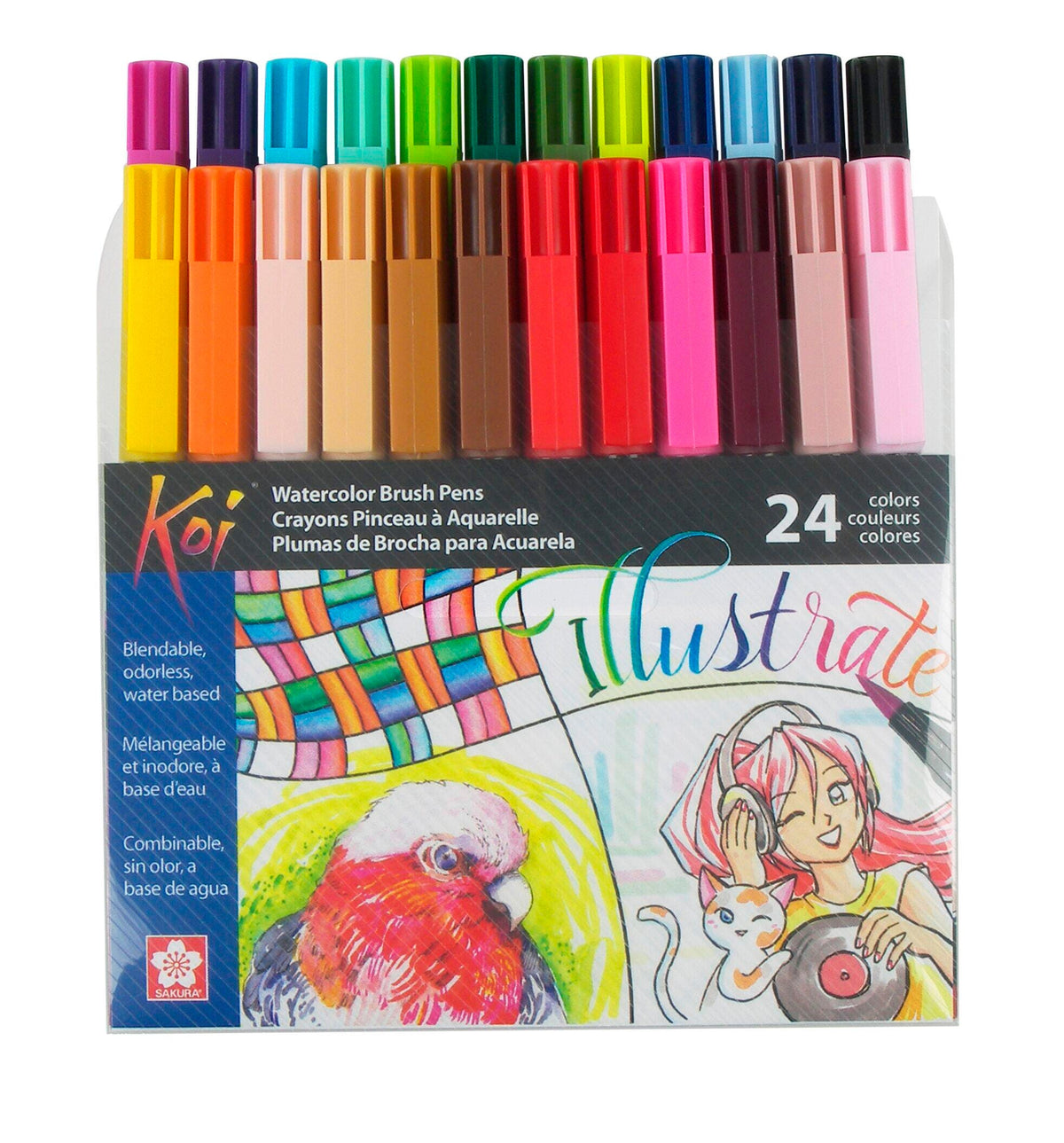 BRUSH MARKERS WTRCLR SAKURA KOI ASST COLORS SET OF 24