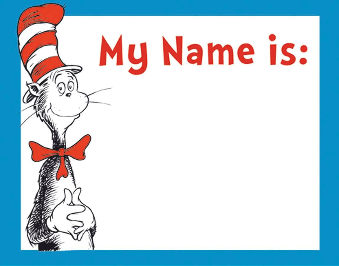 NAME TAGS CAT IN THE HAT 2.975X2.25 IN PACK OF 40