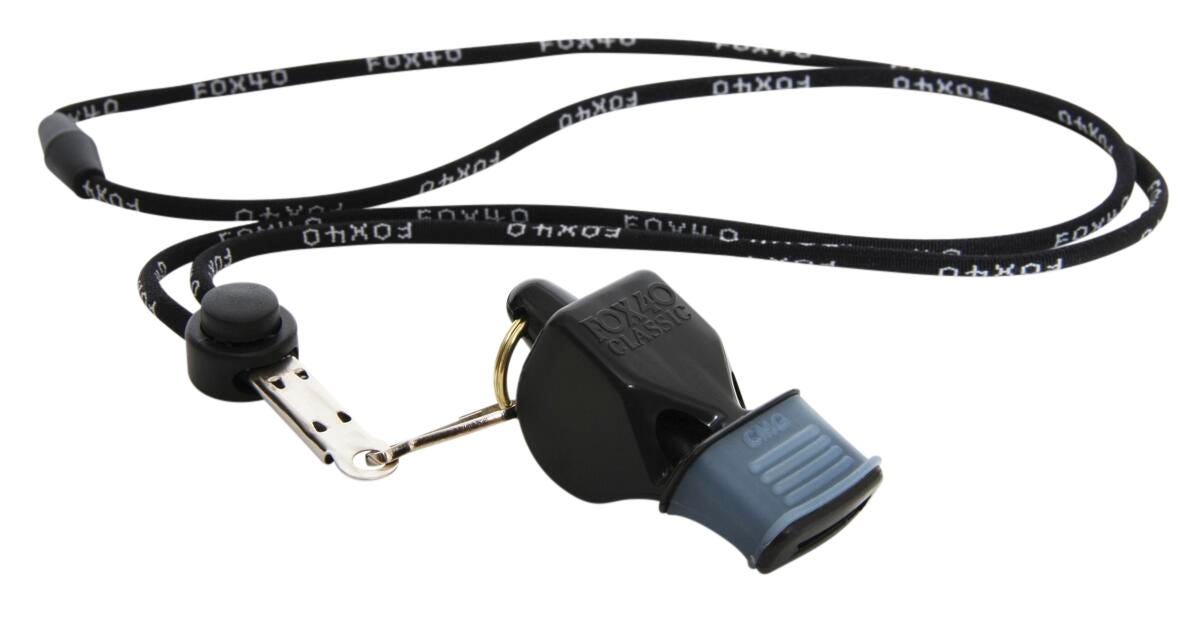WHISTLE FOX 40 CLASSIC W/CMG AND BREAKAWAY LANYARD BLACK