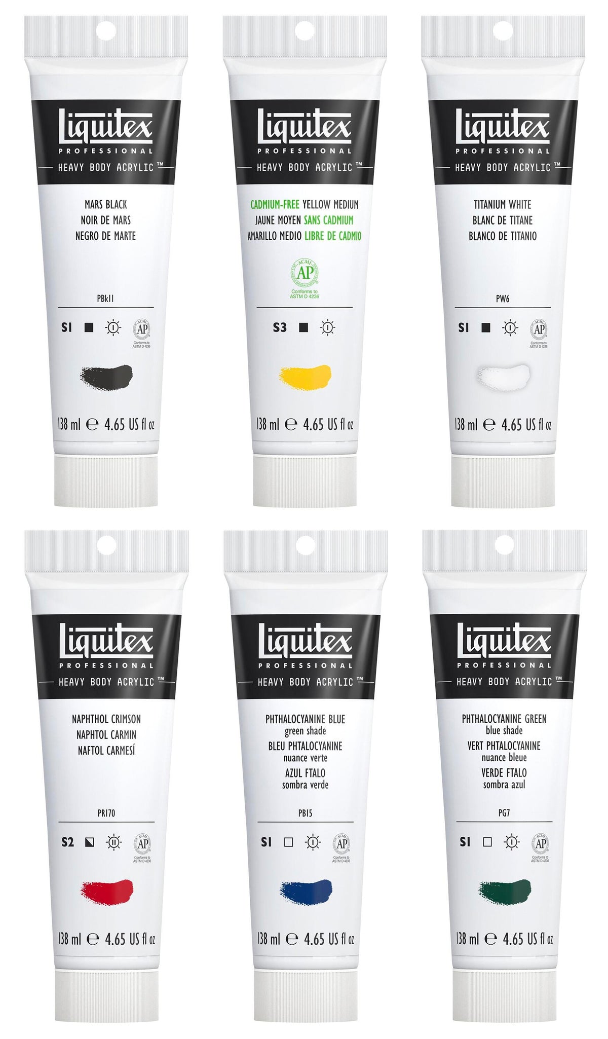 PAINT ACRYLIC LIQUITEX 4.65 OZ SET OF 6