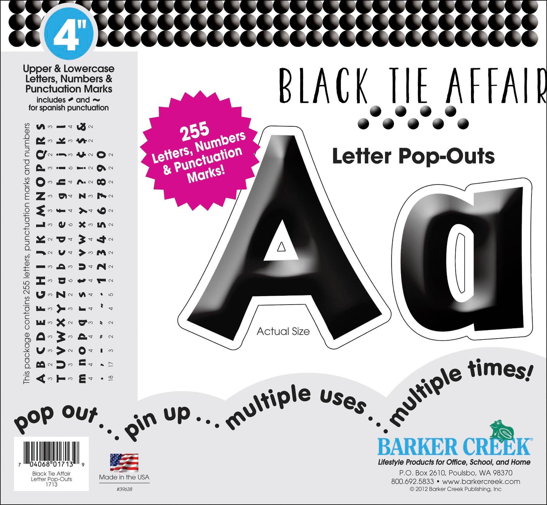 LETTERS POP OUT BARKER CREEK 4 IN BLACK TIE AFFAIR