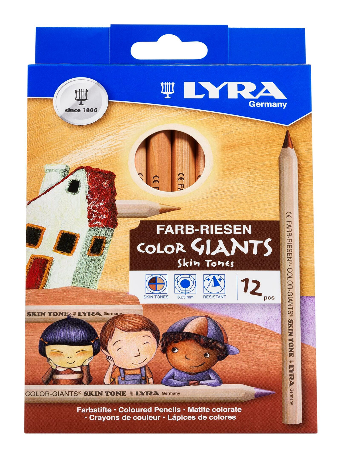 PENCILS COLORED LYRA GIANTS ASST SKIN TONES SET OF 12