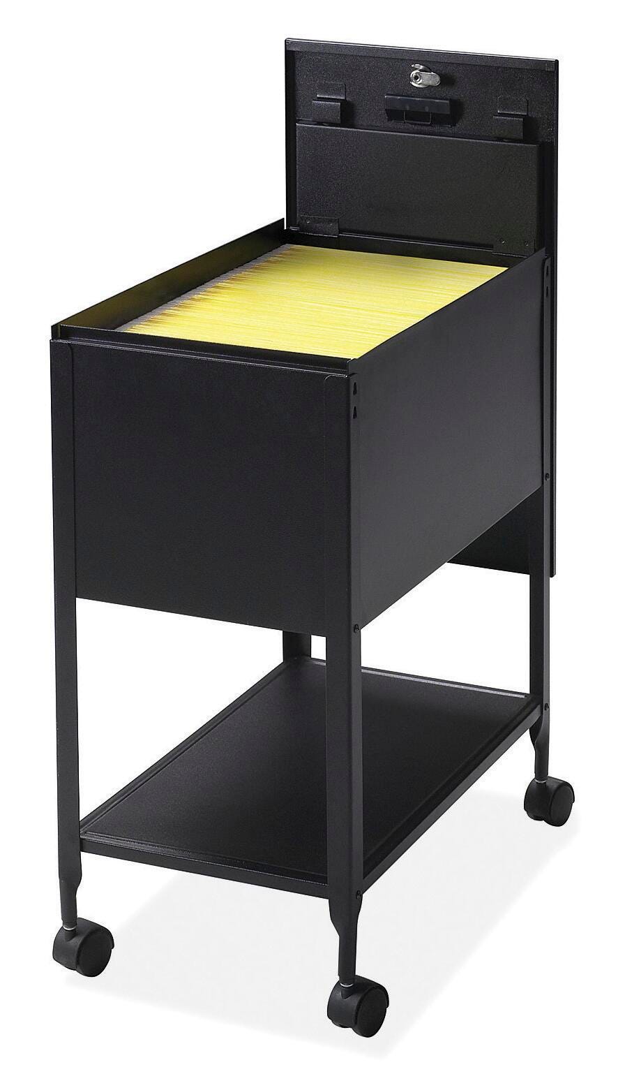 MOBILE FILE STANDARD ROLLING WITH LOCKING SLIDING COVER AND BOTTOM SHELF BLACK