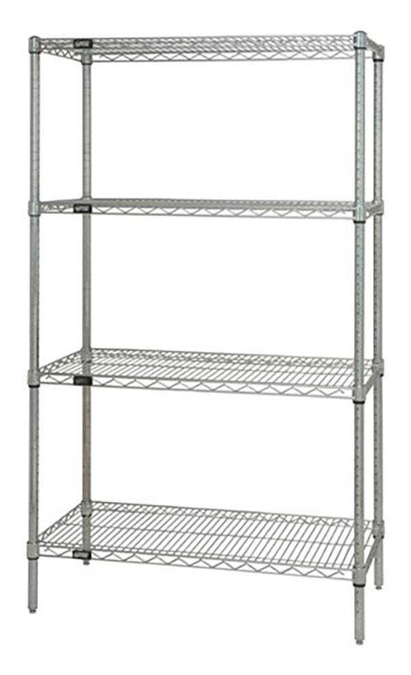 FOUR SHELF CHROME PLATED WIRE SHELVING UNIT 74 TALL 18X36X74 STARTER